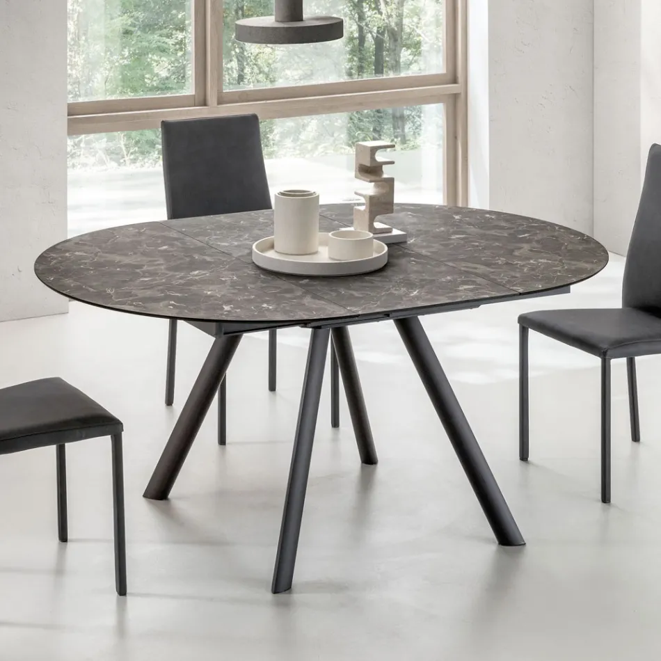 Round Table Extendable to 170 cm in Stratified HPL - Convivio Viadurini