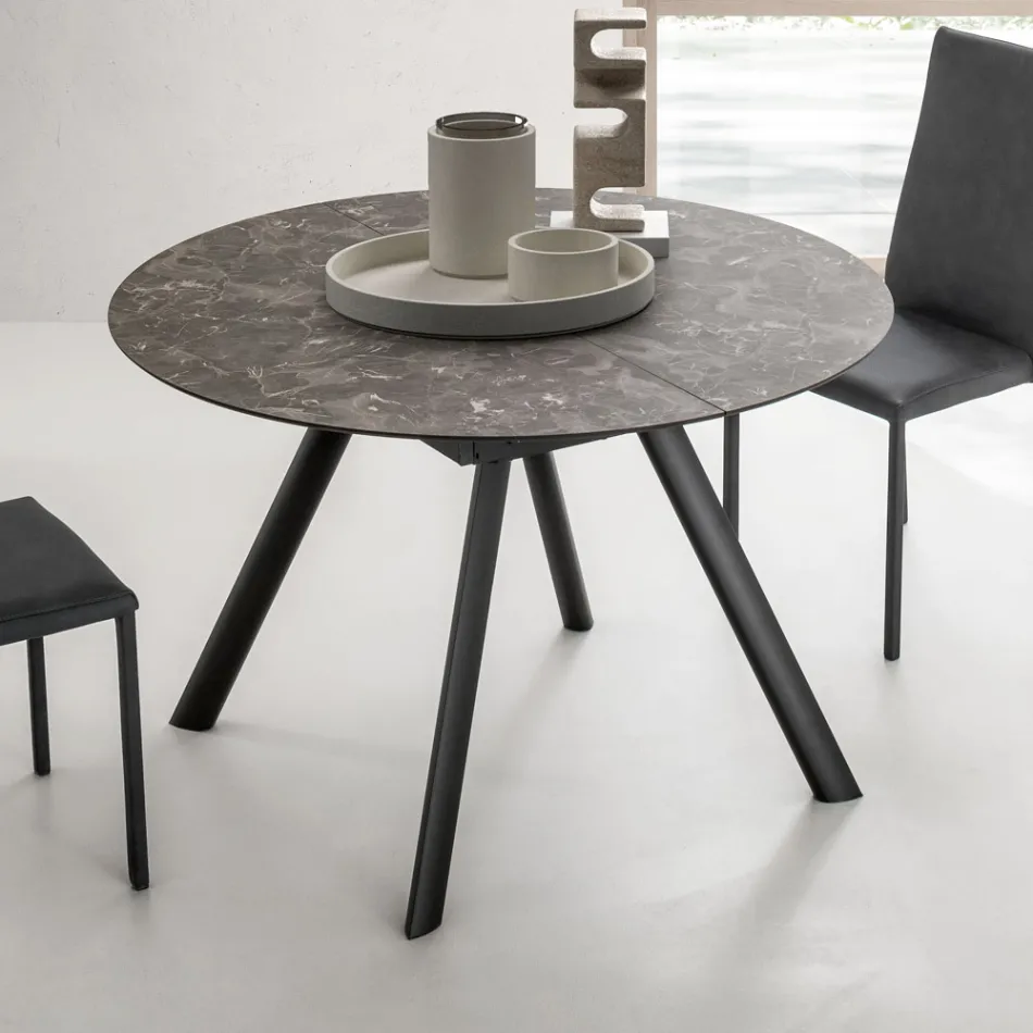 Round Table Extendable to 170 cm in Stratified HPL - Convivio Viadurini