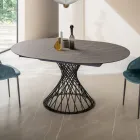 Round Table Extendable to 170 cm in Metal and HPL - Sorriso Viadurini