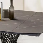 Round Table Extendable to 170 cm in Metal and HPL - Sorriso Viadurini