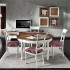 Extendable Round Table with Inlay and 4 Chairs Made in Italy - Alite Viadurini