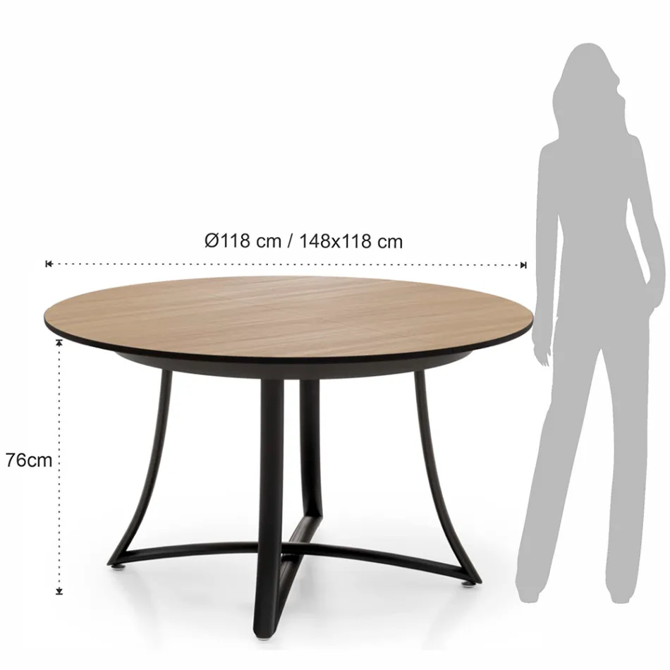 Extendable Round Table with MDF Top Covered in Laminate - Puglia Viadurini