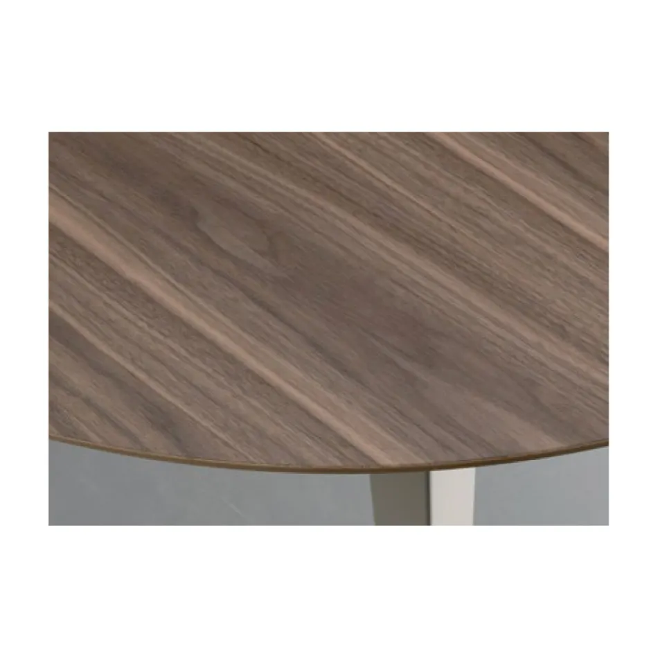 Extendable Round Table in Canaletto Walnut Veneer Wood - Tonico Viadurini