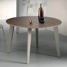 Extendable Round Table in Canaletto Walnut Veneer Wood - Tonico Viadurini