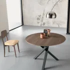 Extendable Round Table in Veneered Wood - Tonico Viadurini