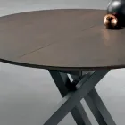 Extendable Round Table in Veneered Wood - Tonico Viadurini