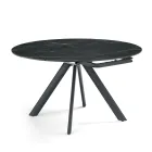 Extendable Round Table in Sintered Stone with a Marble Effect - Portico Viadurini