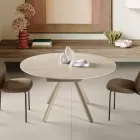 Extendable Round Table in Sintered Stone with a Marble Effect - Portico Viadurini