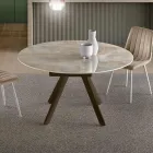 Extendable Round Table in Sintered Stone with a Marble Effect - Portico Viadurini