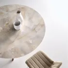 Extendable Round Table in Sintered Stone with a Marble Effect - Portico Viadurini
