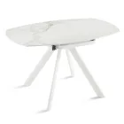 Extendable Round Table in Sintered Stone with a Marble Effect - Portico Viadurini