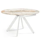 Extendable Round Table in Sintered Stone with a Marble Effect - Portico Viadurini