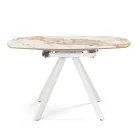 Extendable Round Table in Sintered Stone with a Marble Effect - Portico Viadurini