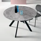 Extendable Round Table in Sintered Stone with a Marble Effect - Portico Viadurini