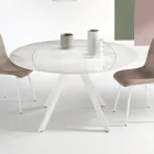 Extendable Round Table in Sintered Stone with a Marble Effect - Portico Viadurini