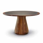 Round table with solid natural walnut wood top, Carlo Viadurini
