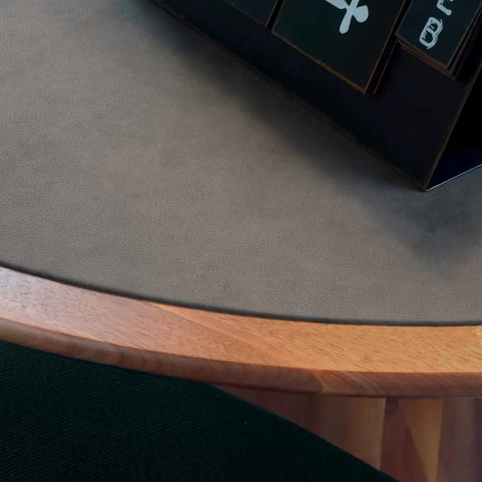 Round table with solid natural walnut wood top, Carlo Viadurini