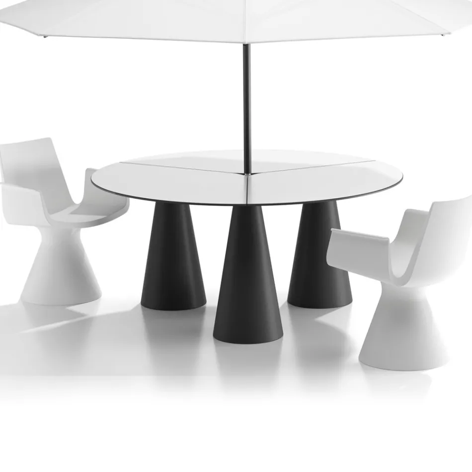 Round Outdoor and Indoor Table in Two Sizes in HPL Made in Italy - Velario Viadurini