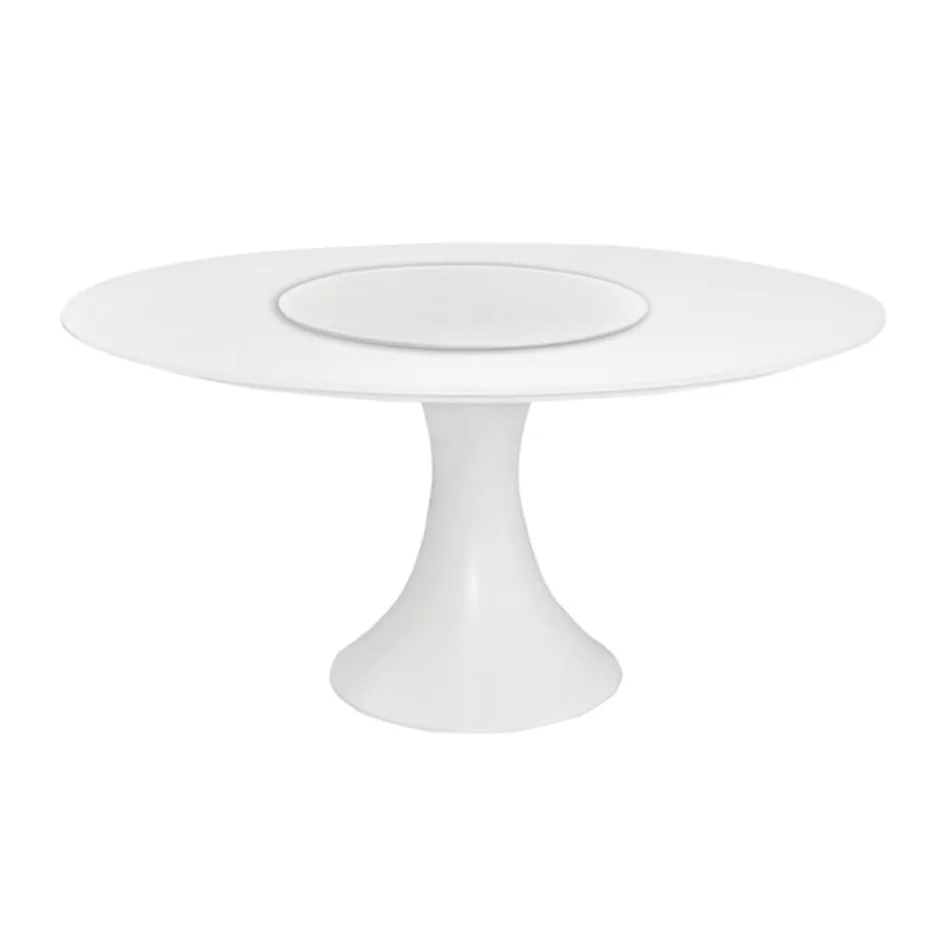 Round Outdoor Table in Powder Coated Aluminum and Glass - Arcade Viadurini