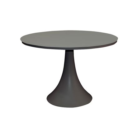 Round Outdoor Table in Powder Coated Aluminum and Glass - Arcade Viadurini