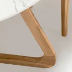 Round Outdoor Table in Calacatta Oro Ceramic Made in Italy - Pegaso Viadurini