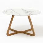 Round Outdoor Table in Calacatta Oro Ceramic Made in Italy - Pegaso Viadurini