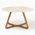 Round Outdoor Table in Chianca di Ostuni Ceramic Made in Italy - Pegaso