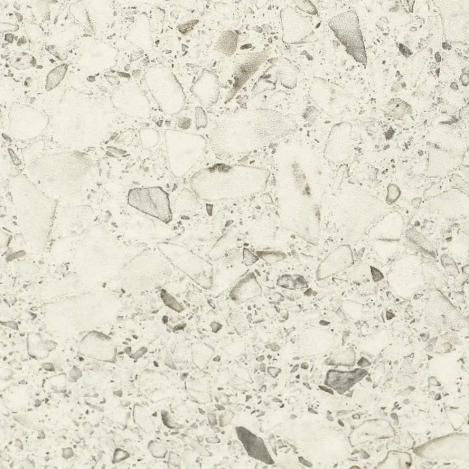 Round Outdoor Table in White Terrazzo Ceramic Made in Italy - Pegaso Viadurini