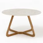 Round Outdoor Table in Light Travertine Ceramic Made in Italy - Pegaso Viadurini