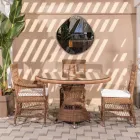 Round Outdoor Table in Polyrattan with Glass Top - Gigi Viadurini