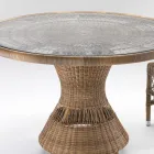 Round Garden Table with 4 Armchairs with Armrests - Gigi Viadurini