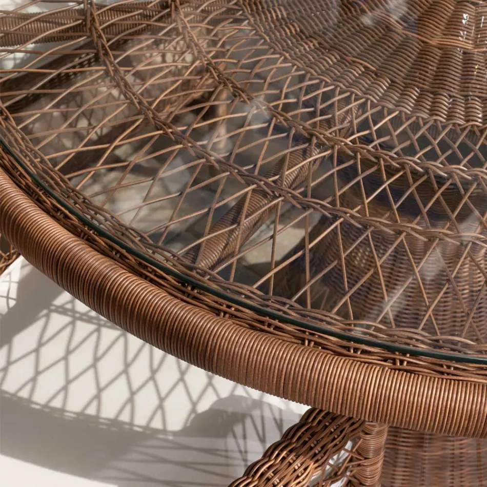Round Garden Table with 4 Armchairs with Armrests - Gigi Viadurini