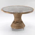 Round Garden Table with 4 Armchairs with Armrests - Gigi Viadurini