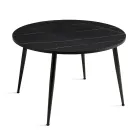 Round Six-Seater Table with MDF Top and Metal Base - Croma Viadurini