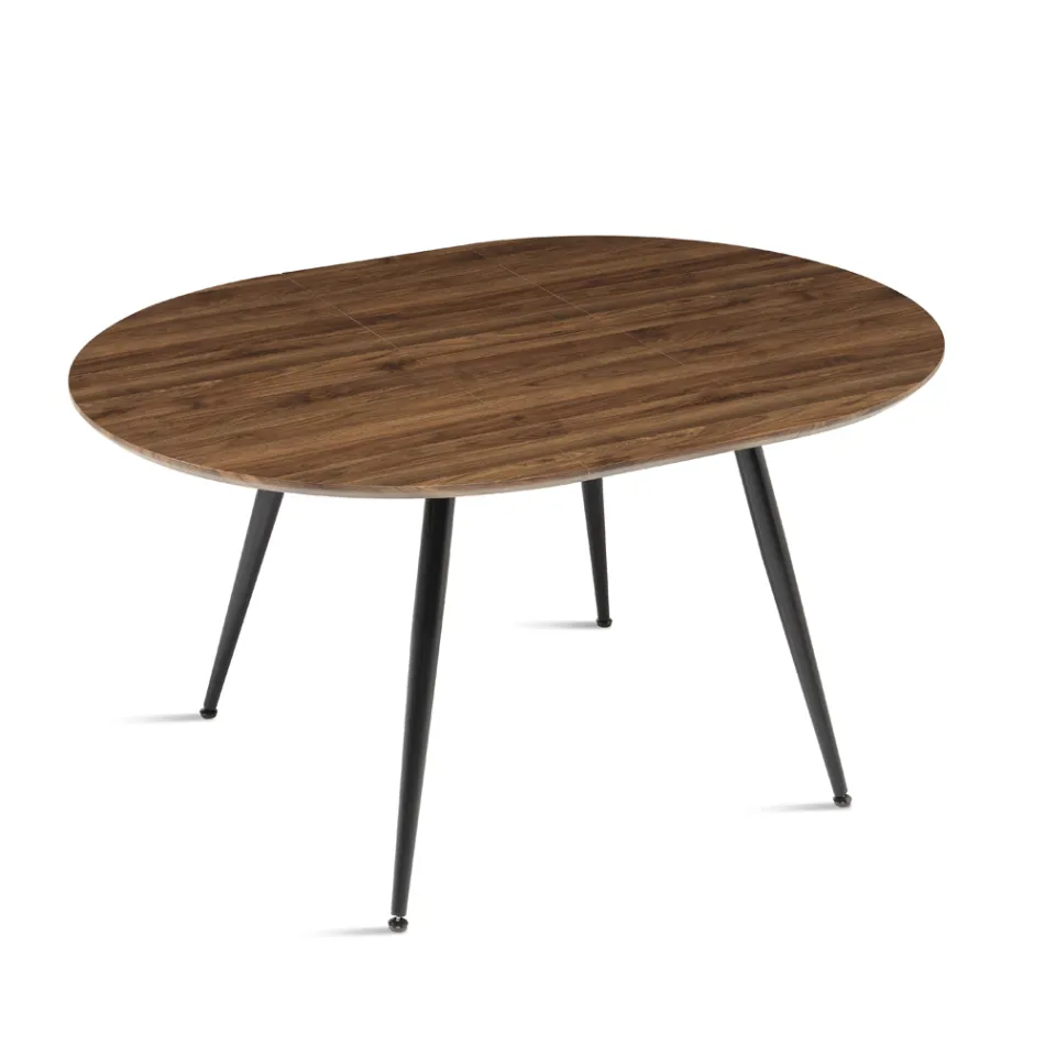 Round Six-Seater Table with MDF Top and Metal Base - Croma Viadurini