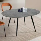 Round Six-Seater Table with MDF Top and Metal Base - Croma Viadurini