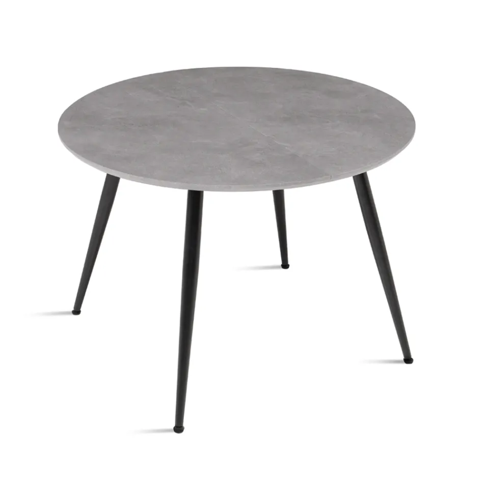 Round Six-Seater Table with MDF Top and Metal Base - Croma Viadurini