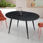 Round Six-Seater Table with MDF Top and Metal Base - Croma Viadurini