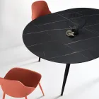 Round Six-Seater Table with MDF Top and Metal Base - Croma Viadurini