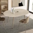 Round Six-Seater Table with MDF Top and Metal Base - Croma Viadurini