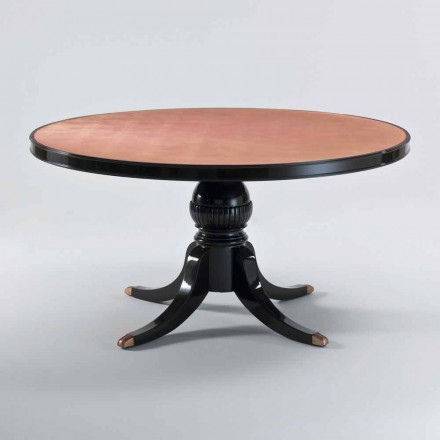 Classic design round table in polished mahogany, diameter 150cm, Akim Viadurini