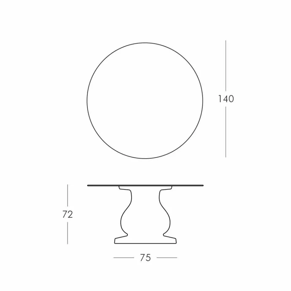 Classic Design Round Table, Ø140 and HPL top - Nineteenth century by Slide Viadurini