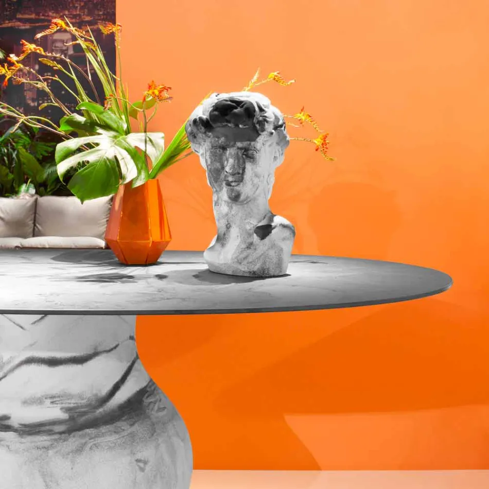 Classic Design Round Table, Ø140 and HPL top - Nineteenth century by Slide Viadurini