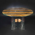 Round table Venezia, made of Venice briccola wood and glass