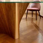 Round Design Table in Glass and Oiled Ash Made in Italy - Madame Viadurini