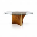 Luxury Round Table in Glass and Oiled Ash Made in Italy - Madame