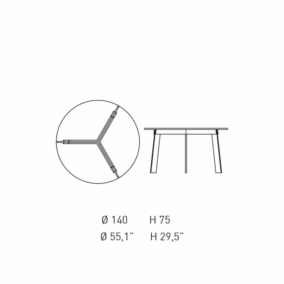 Modern Design Round Table in Steel and Colored Lacquered MDF - Aronte Viadurini