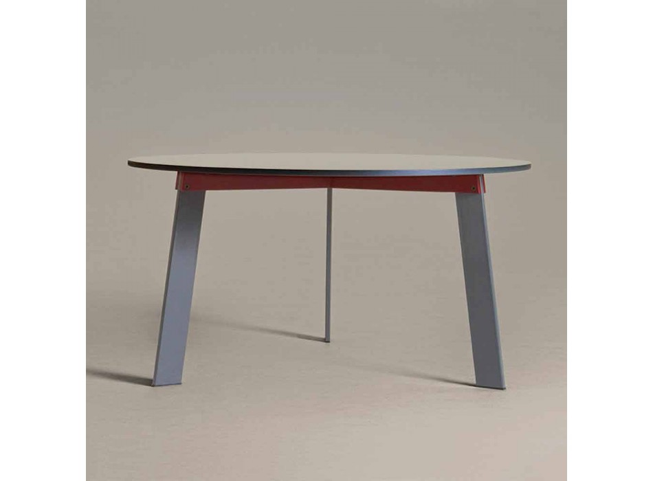 Modern Design Round Table in Steel and Colored Lacquered MDF - Aronte Viadurini