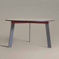 Round Table of Modern Design in Steel and Colored Lacquered MDF - Aronte