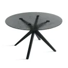 Round Table Diameter 140 cm in Smoked Hammered Glass and Metal - Domus Viadurini